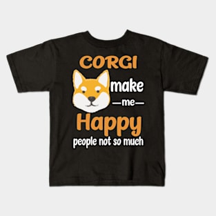 Corgi Make Me Happy (215) Kids T-Shirt